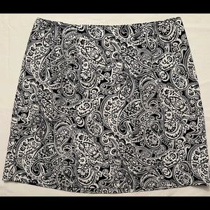 Talbots black and white paisley skirt